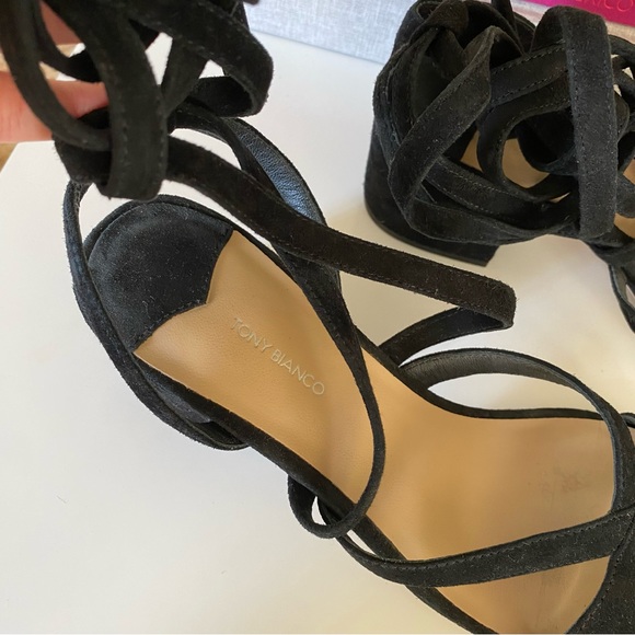 Tony Bianco Amor Block Heels Black Suede - Picture 6 of 12